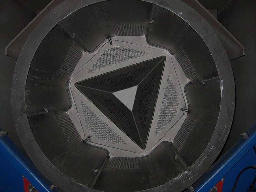 Interior of a high energy finishing machine
